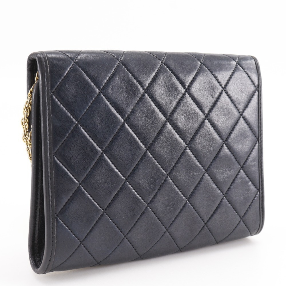 CHANEL Black Lambskin Leather Pochette Shoulder Bag - Picture 3 of 16